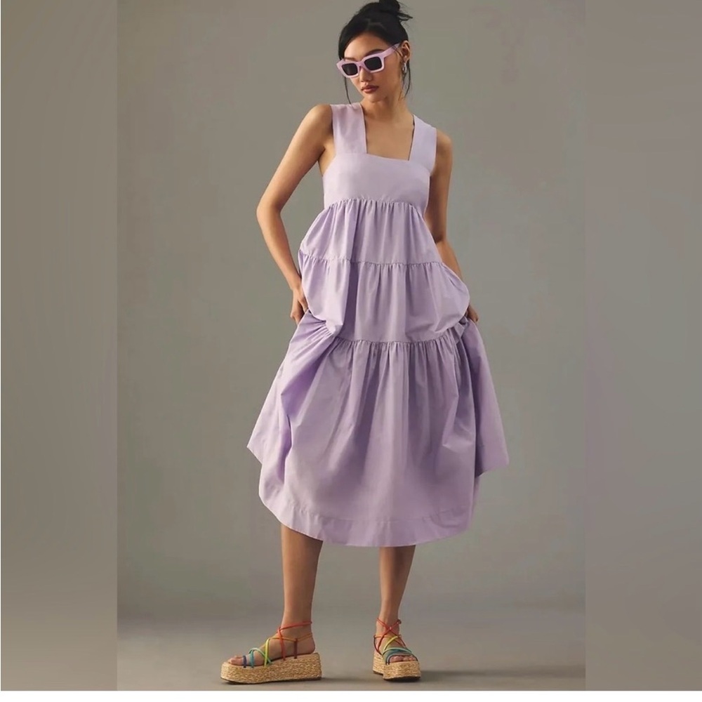 NWT! Anthropologie Lavender Midi Dress, Size Small. Perfect for Spring!